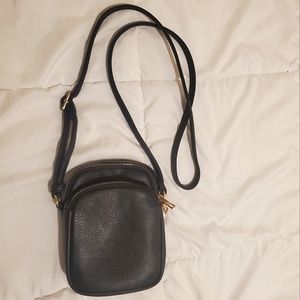 No Name Little Black Leather Crossbody Purse, Gold Hardware ✨️